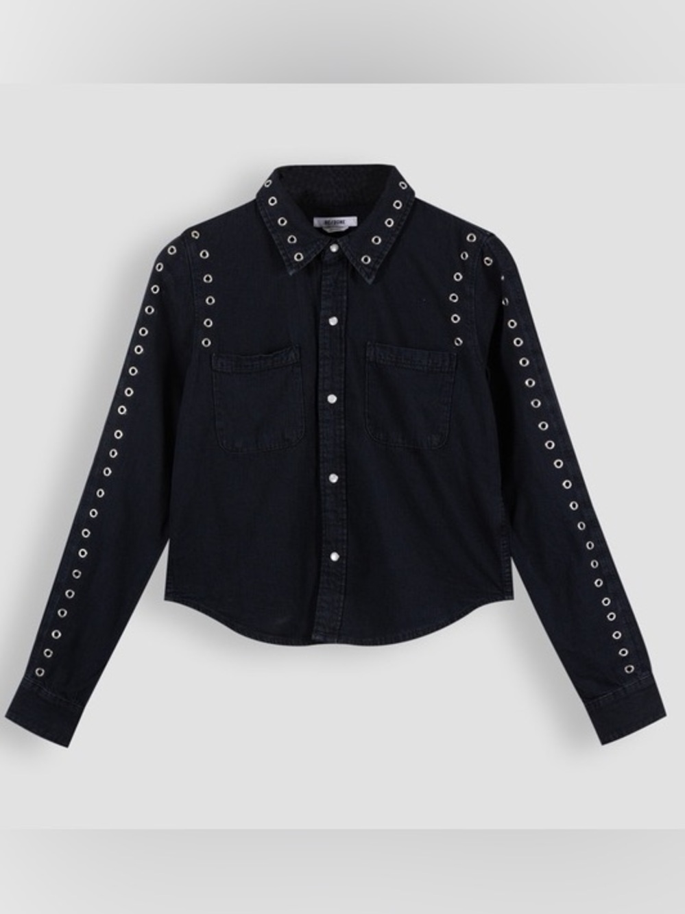 Re-Done Grommet Blacken Blue Shirt Jacket NEW